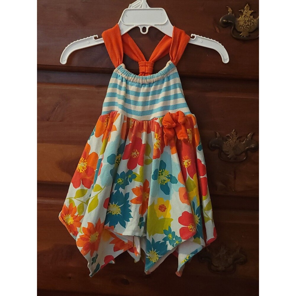Bonnie Baby Girls Floral & Striped Cross-Back Sundress 12M Style M13356 (AG74)